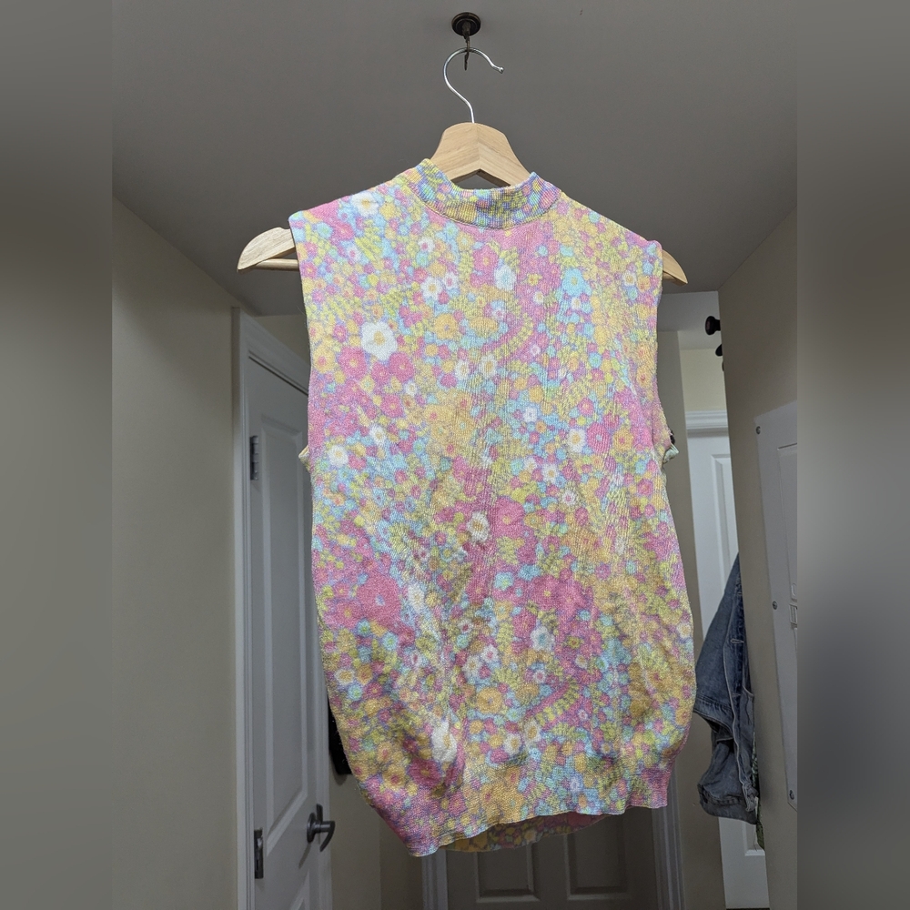 Pastel floral high neck top